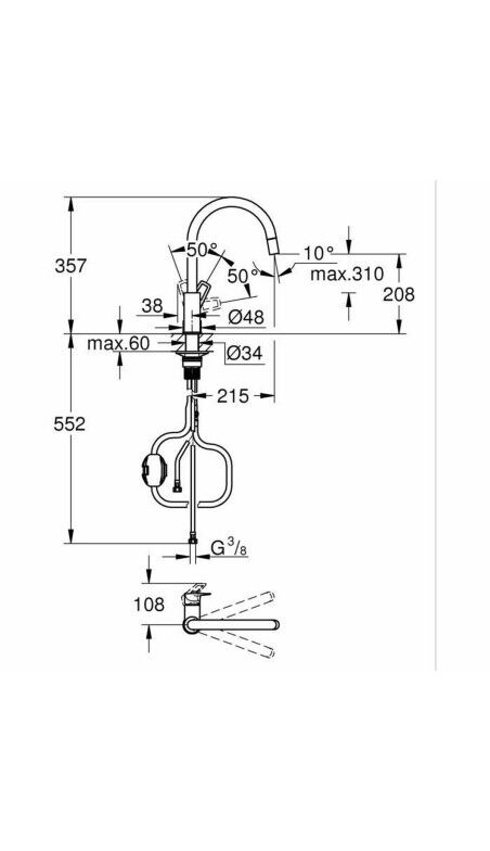 Mitigeur Grohe StartLoop Forme en C Laiton