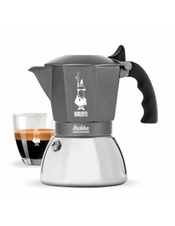 Italienische Kaffeemaschine Bialetti Brikka Silberfarben Aluminium