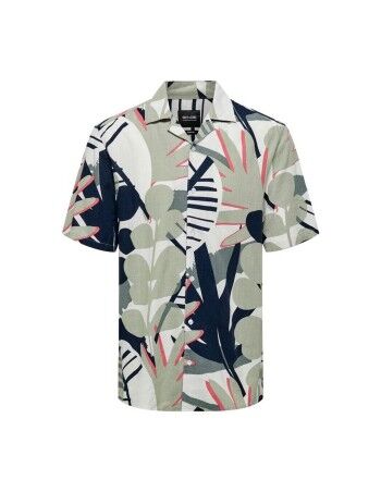Chemise Only & Sons Onsbertil Reg Visc Linen Tea Kaki