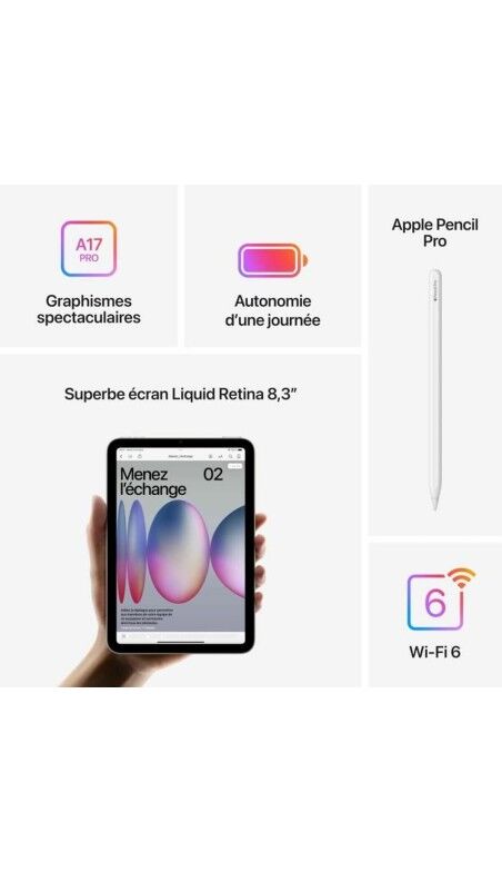 Tablette Apple iPad mini 8,3" 128 GB Pourpre