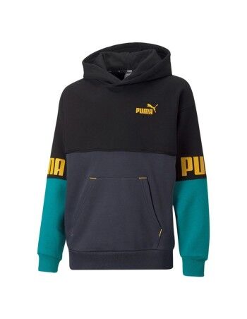 Kinderhoodie Puma Puma Power Colorblock Zwart