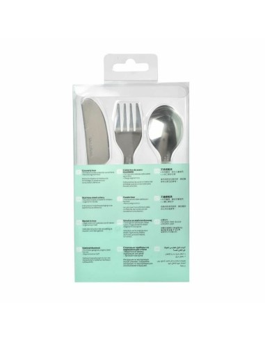 Posate Béaba Azzurro Verde Chiaro Metallo 3 Pezzi