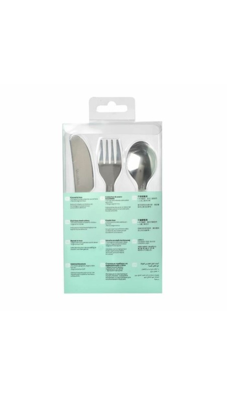 Posate Béaba Azzurro Verde Chiaro Metallo 3 Pezzi