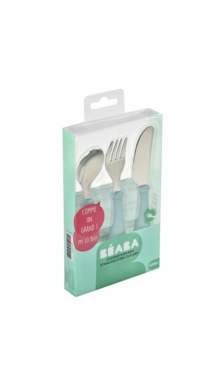 Posate Béaba Azzurro Verde Chiaro Metallo 3 Pezzi