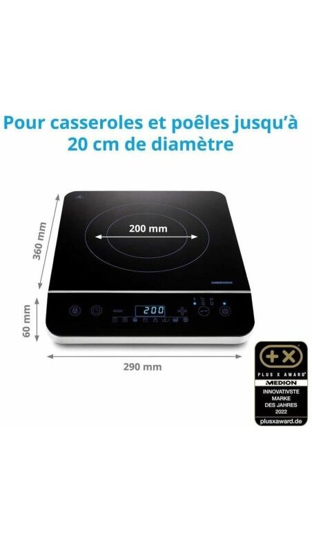 Plaque à Induction Medion Noir 2000 W