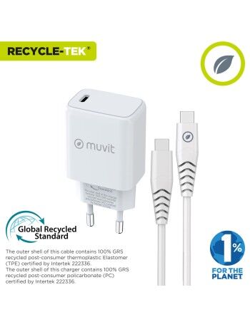 Chargeur Mural + Câble USB-C Muvit for Change Blanc 2