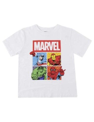 T-Shirt met Korte Mouwen voor kinderen Marvel Wit