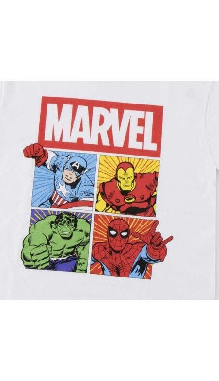 T-Shirt met Korte Mouwen voor kinderen Marvel Wit