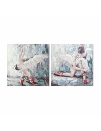 Bild DKD Home Decor Leinwand Grau Blau Holz Weiß (100 x 3 x 100 cm) (2 Stück)