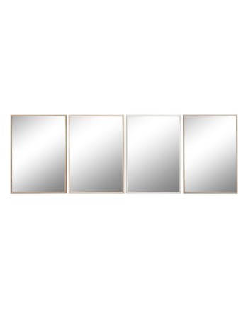 Specchio da parete Home ESPRIT Bianco Marrone Beige Grigio Cristallo polistirene 63,3 x 2,6 x 89,6 cm (4 Unità)
