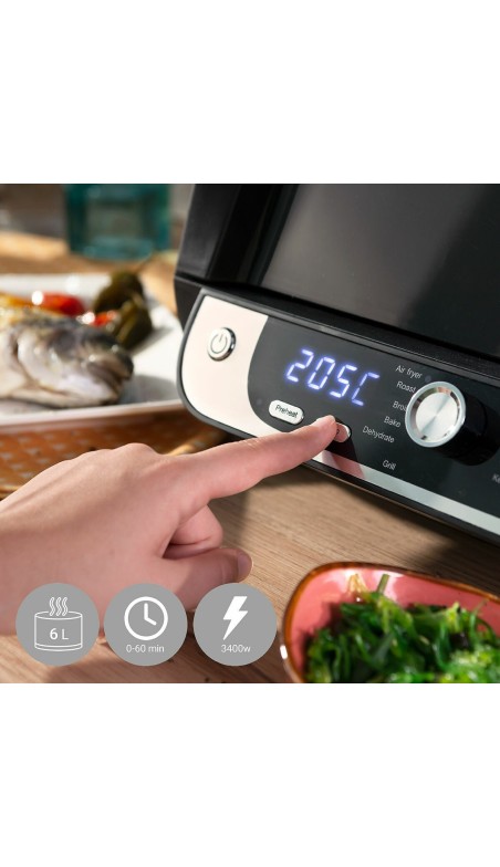 Friteuse à Air avec Gril, Accessoires et Livre de Recettes InnovaGoods Fryinn 12-in-1 6000 Noir Acier 3400 W 6 L