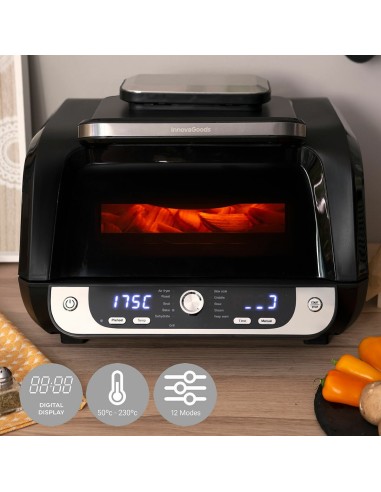 Friteuse à Air avec Gril, Accessoires et Livre de Recettes InnovaGoods Fryinn 12-in-1 6000 Noir Acier 3400 W 6 L