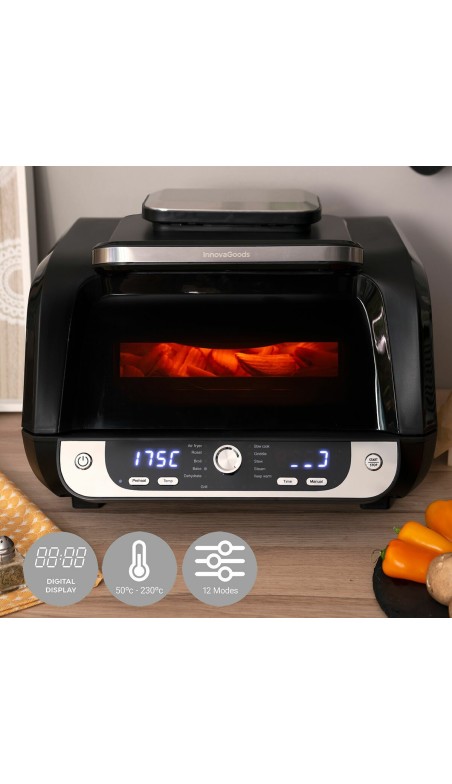 Friteuse à Air avec Gril, Accessoires et Livre de Recettes InnovaGoods Fryinn 12-in-1 6000 Noir Acier 3400 W 6 L