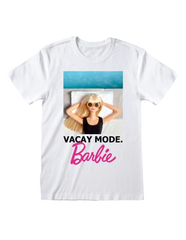 Camisola de Manga Curta Barbie Vacay Mode Branco Unissexo