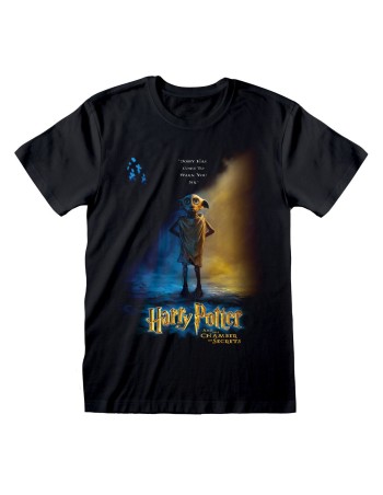 Camiseta de Manga Corta Harry Potter Dobby Poster Negro Unisex