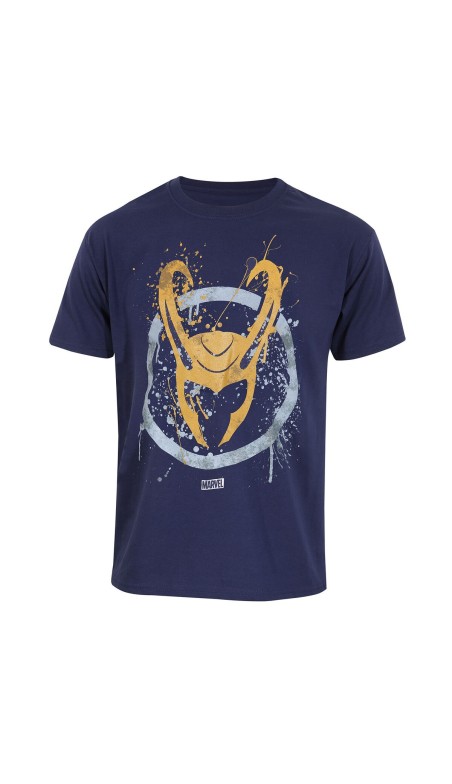 Camiseta de Manga Corta Marvel Splatter Logo Azul Unisex