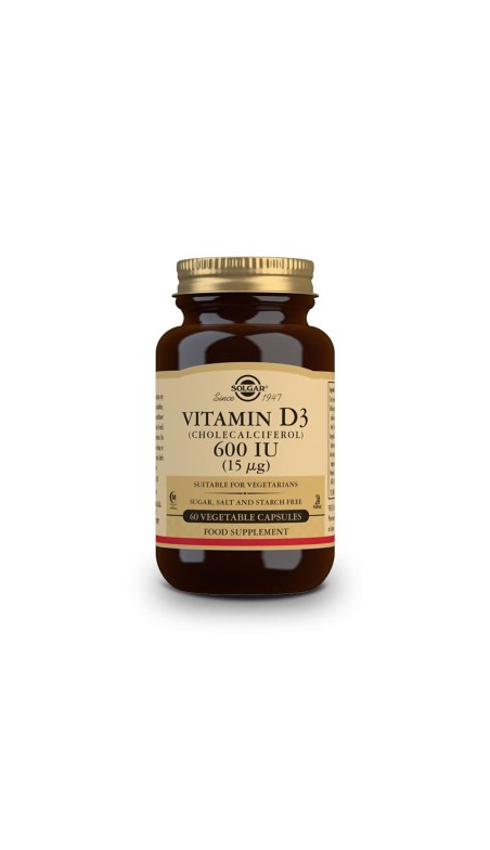 Vitamine D3 (cholécalciférol) Solgar 600 iu 60 Capsules