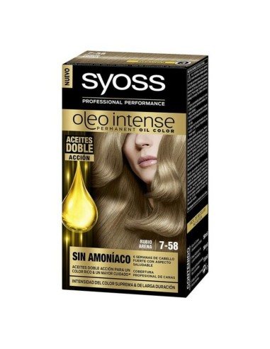 Teinture permanente Syoss Olio Intense Sable Blond Nº 7,58 Blond Platine Nº 7.58-Rubio Arena
