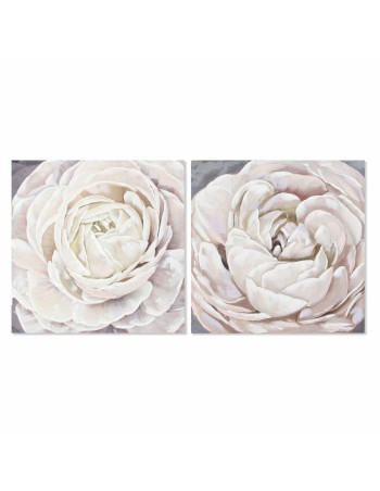 Toile DKD Home Decor Toile Bois MDF 80 x 3 x 80 cm Fleur