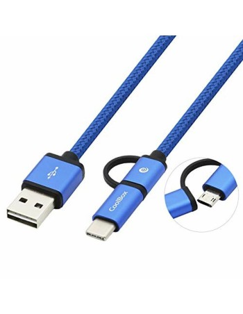 Câble USB vers Micro USB et USB-C CoolBox COO-CAB-U2MC-BL Bleu