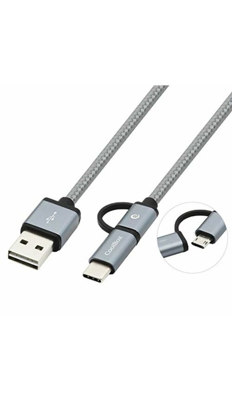 Cavo da USB a Micro USB e USB-C CoolBox COO-CAB-U2MC-GR Grigio