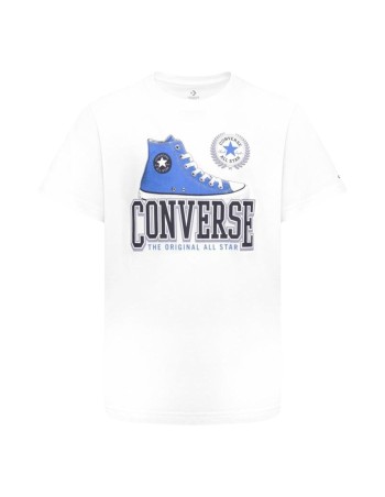 T shirt à manches courtes Enfant Converse Script Sneaker Gfx Sse Blanc