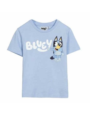 Camisola de Manga Curta Criança Bluey Azul Claro