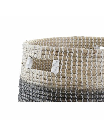Conjunto de Cestas DKD Home Decor Cinzento Natural Zostera marina (3 Peças) 2