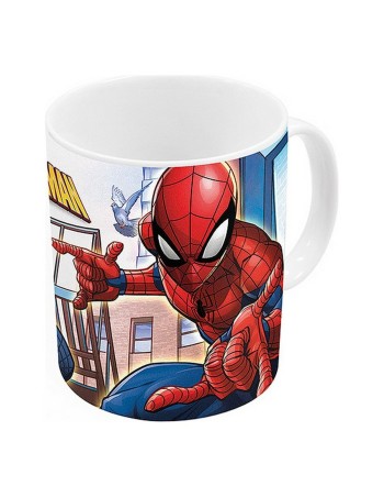 Tazza Mug Spider-Man Great power Azzurro Rosso Ceramica 350 ml