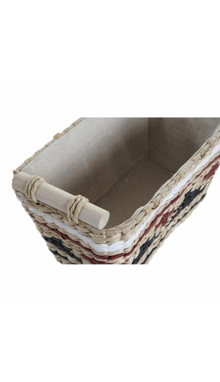 Set de basket DKD Home Decor Blanc Noir Bordeaux Naturel Fibre naturelle 39 x 27 x 24 cm 3 Pièces