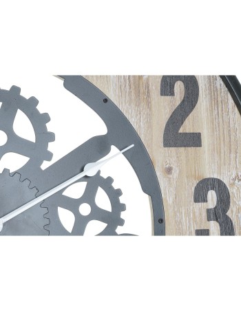 Reloj de Pared DKD Home Decor Natural Negro MDF Hierro Engranajes (60 x 4,5 x 60 cm) 2