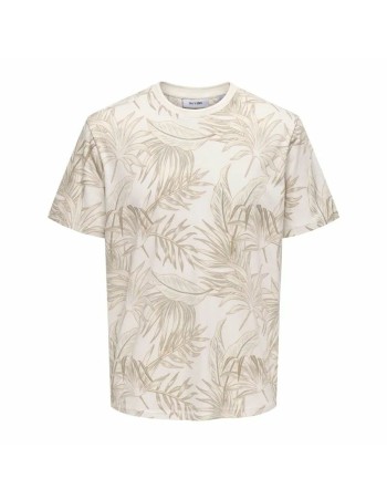 Heren-T-Shirt met Korte Mouwen Only & Sons Onskash Reg Leaf Aop Beige