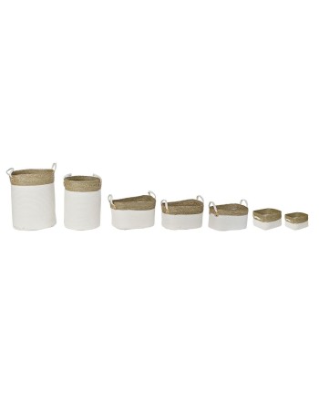 Korb-Set DKD Home Decor Weiß Braun Naturfaser 41 x 41 x 52,5 cm 2