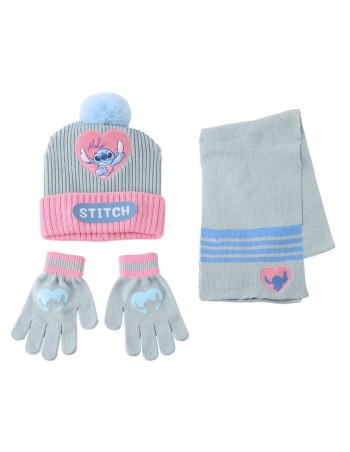 Bonnet et gants Stitch Bleu clair