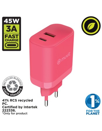 Chargeur mural Muvit for Change WCEU24-45-AC Magenta 45 W 2