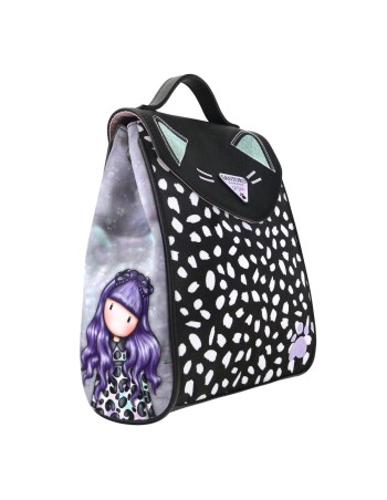 Mochila Casual Gorjuss Smitten kitten Preto Branco (23 x 11 x 27 cm)