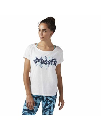 Camiseta de Manga Corta Mujer Reebok Floral Easy Crossfit Blanco 2