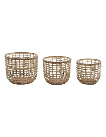 Set de basket DKD Home Decor Marron Naturel (3 Pièces) (3 Unités)