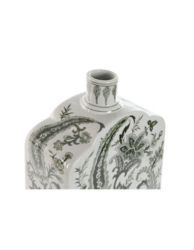 Vase Home ESPRIT Weiß grün Porzellan Pflanzenblatt 21 x 10 x 48 cm