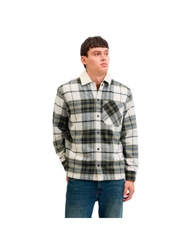 Camisa de Manga Comprida Homem Jack & Jones Jjzac Teddy Overshirt Ls Azeitona