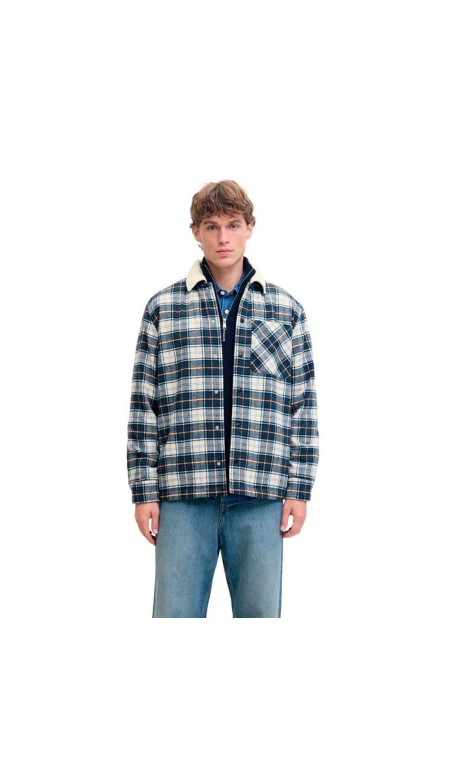 Chemise à manches longues homme Jack & Jones Jjzac Teddy Overshirt Ls Bleu foncé