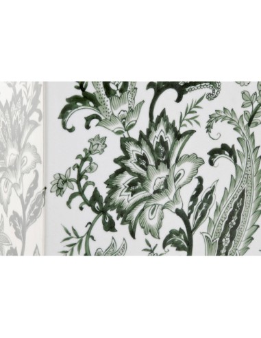 Vase Home ESPRIT Weiß grün Porzellan Pflanzenblatt 21 x 10 x 48 cm