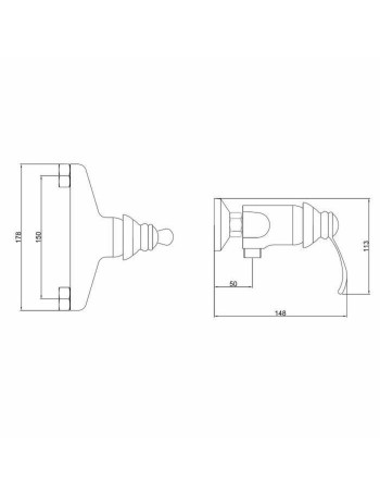 Torneira Monocomando Rousseau Byron Cinzento Chrome Metal Latão 15 cm Duche 2