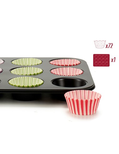 Moules à Muffins Kinvara Bleu Noir Rouge Vert Violet Multicouleur 7 x 7 x 3 cm 35 x 3 x 26,5 cm Plateau pour Four (12 Unités)