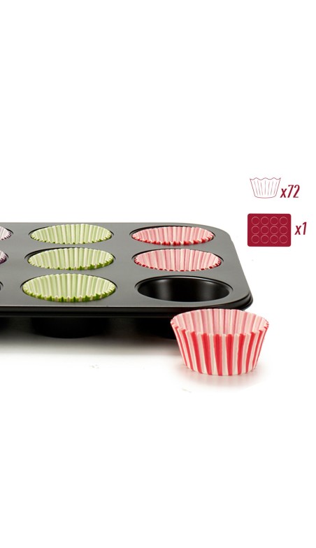 Moldes para Magdalenas Kinvara Azul Negro Rojo Verde Morado Multicolor 7 x 7 x 3 cm 35 x 3 x 26,5 cm Bandeja para Horno (12 Unid