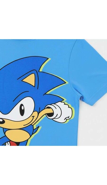 Maglia a Maniche Corte per Bambini Sonic Azzurro